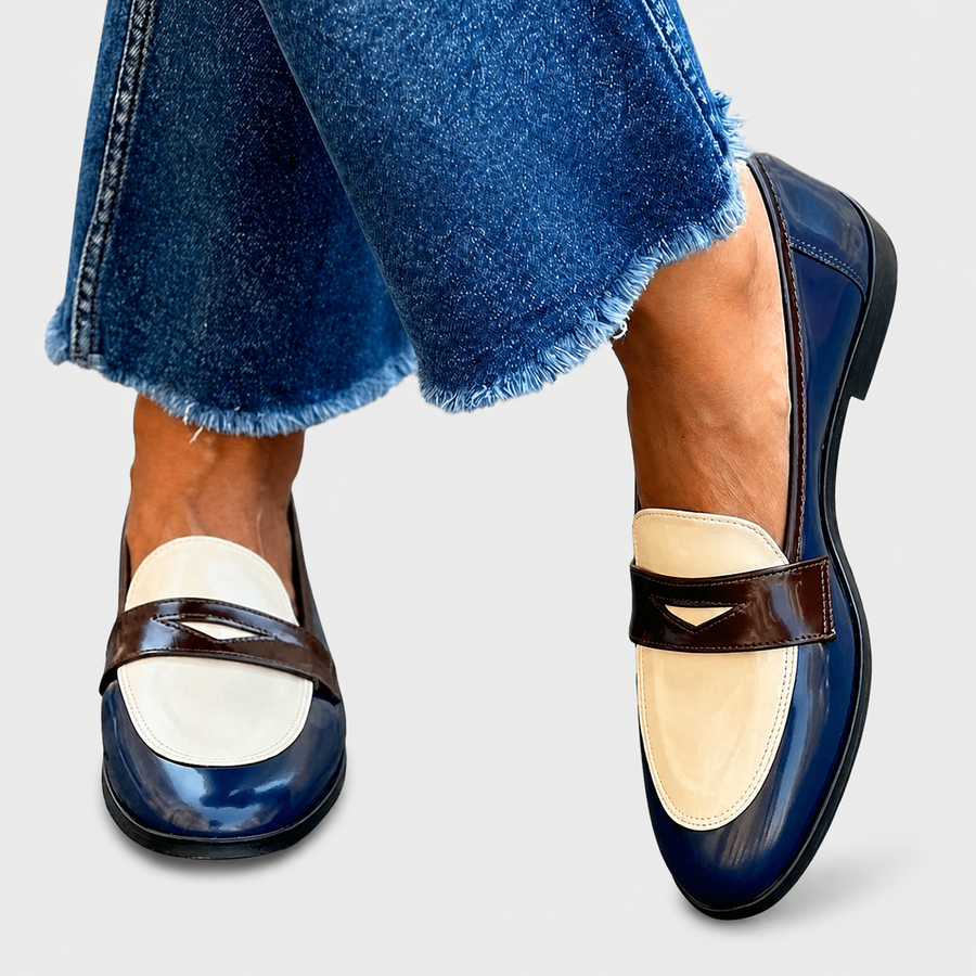 Eufrasia | Mocasín Bicolor Azul Marino