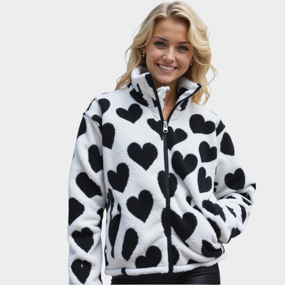 Dianne | Chaqueta reversible con estampado de corazones y diseño cómodo