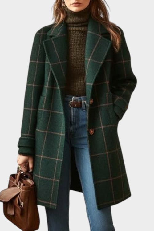 Adriana | Abrigo Clásico de Invierno con Estampado de Cuadros