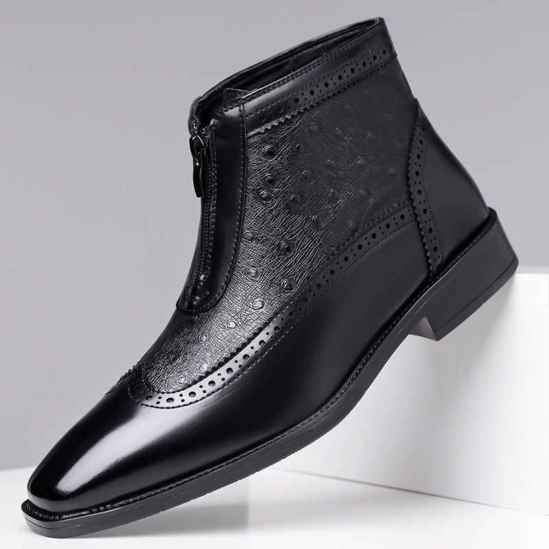 Botas Belmont de Piel de Avestruz - Negro