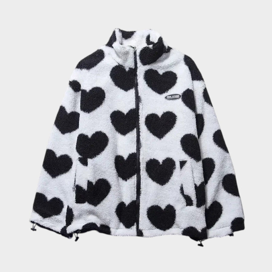 Dianne | Chaqueta reversible con estampado de corazones y diseño cómodo