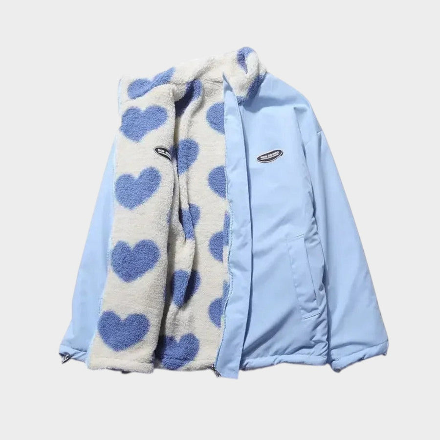 Dianne | Chaqueta reversible con estampado de corazones y diseño cómodo