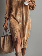 Elena - Vestido Midi de Pana Suelto