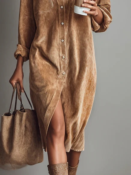 Elena - Vestido Midi de Pana Suelto