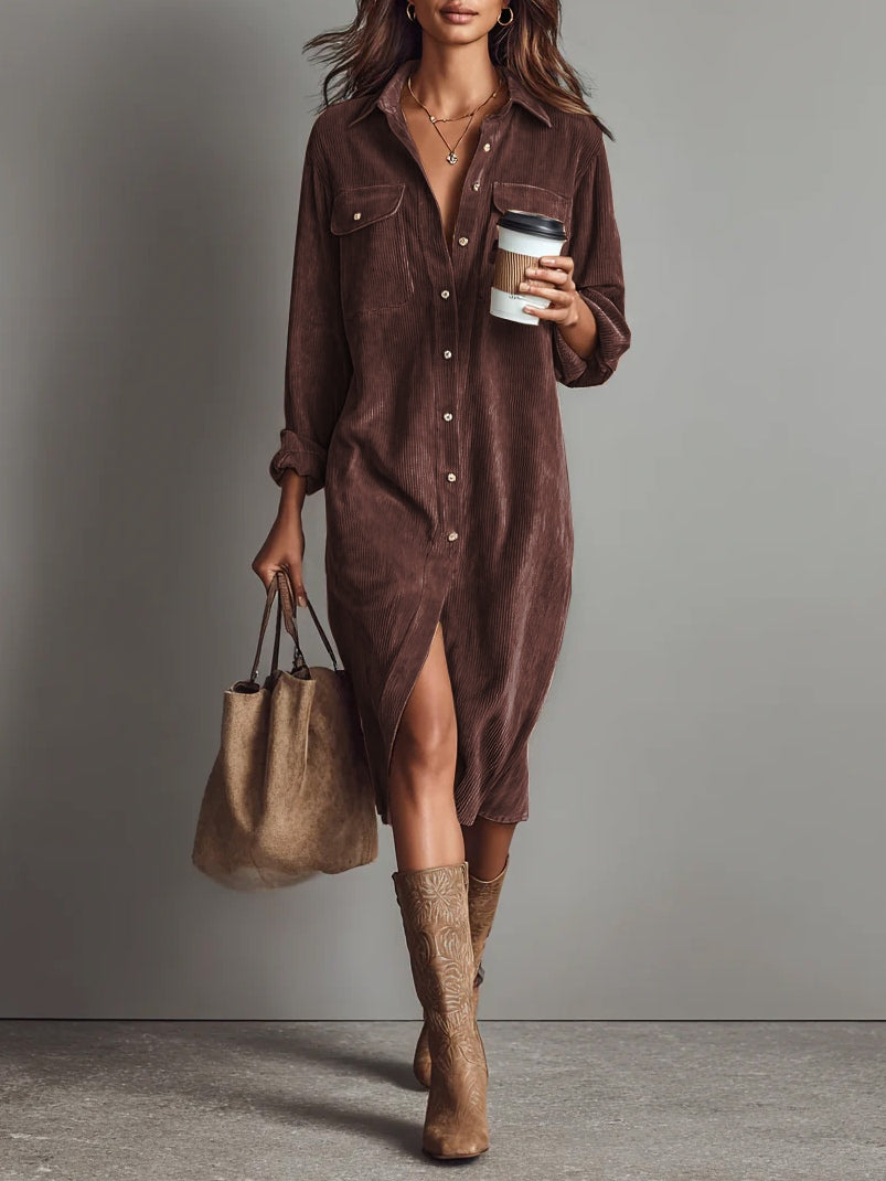 Elena - Vestido Midi de Pana Suelto