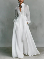 Alma Vestido Maxi Atemporal con Cuello Elegante