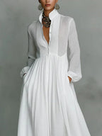 Alma Vestido Maxi Atemporal con Cuello Elegante