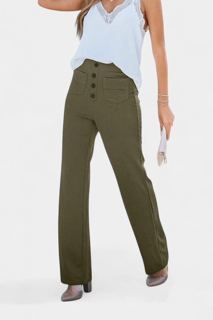 Nova Pantaloni Dritti a Vita Alta ed Elasticizzati