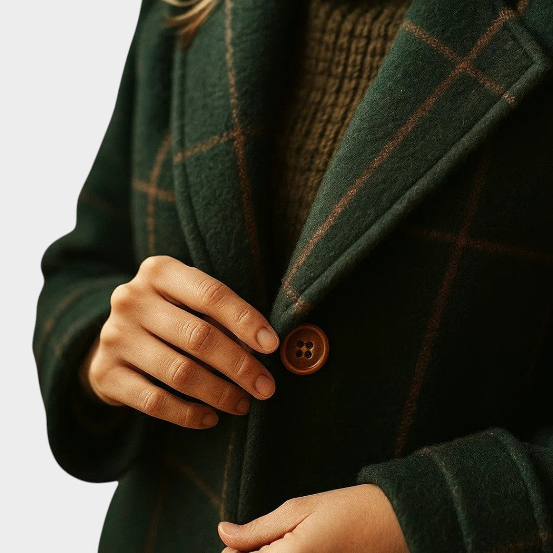 Adriana | Abrigo Clásico de Invierno con Estampado de Cuadros